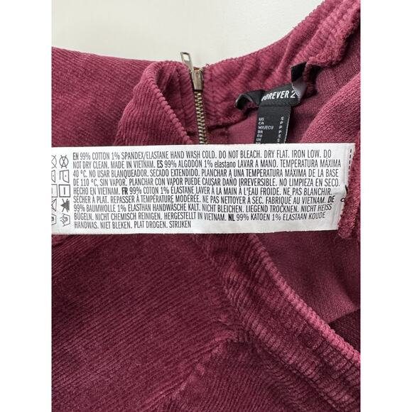 Forever 21 Women’s Corduroy Mini Skirt S Burgundy Pink Fall Retro Boho Cotton - Picture 7 of 10